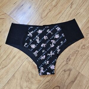 Victoria's Secret Black and Pink Floral Panties